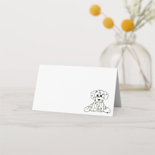 Carte De Placement Chien en dalmate dessin simple noir (Devant)