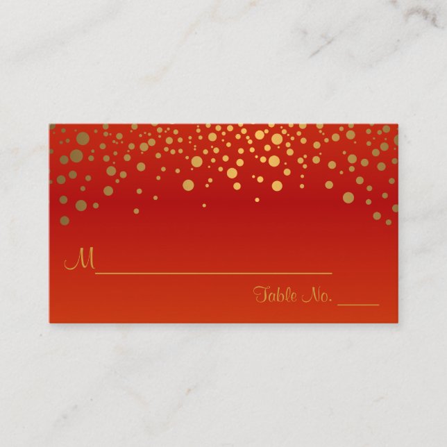 Carte De Placement Chiffres rouge et or Chevron et Confetti 2 (Devant)