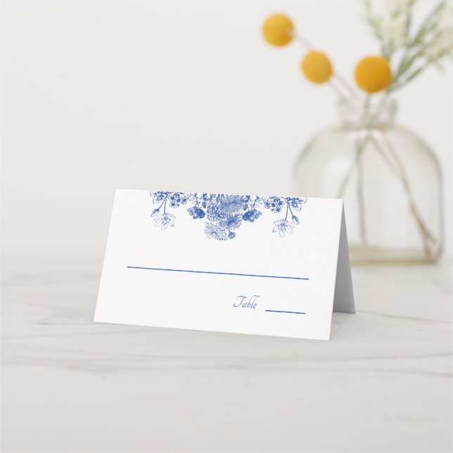 Carte De Placement Chine florale bleue et blanche Motif avec oiseaux (Devant)