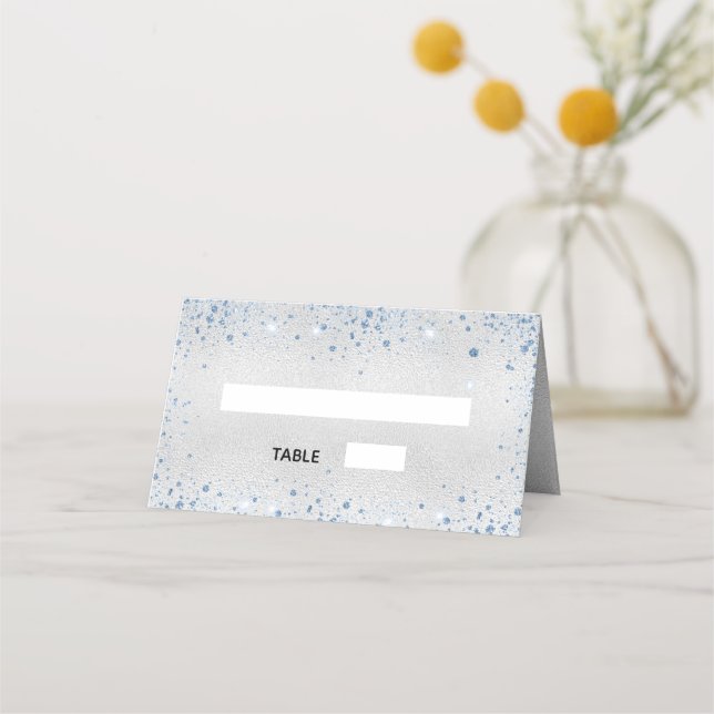 Carte De Placement Christening bleu parties scintillant scintille gar (Devant)