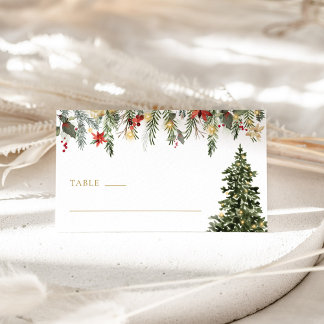 Carte De Placement Christmas Tree Lights Pine Winter Wedding