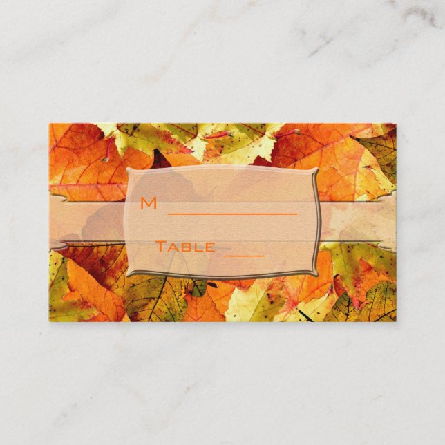 Carte De Placement chute coloré feuille mariage dîner numéro de table (Devant)