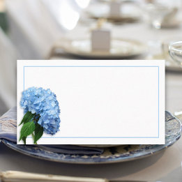Carte De Placement Ciel Bleu Véritable Fleur d'Hydrangea Escort Assis