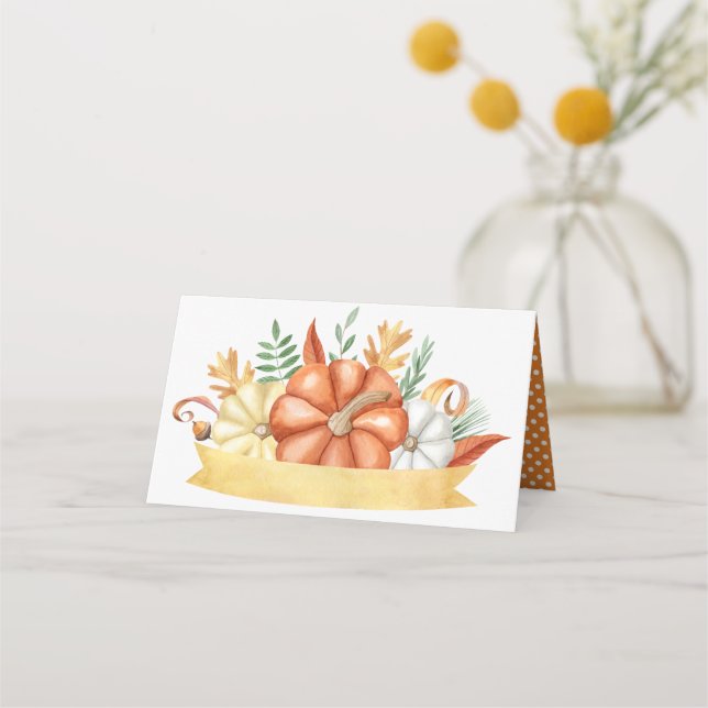 Carte De Placement Citrouille aquarelle trio (Devant)