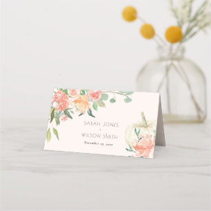 Carte De Placement Citrouille blanc doux Mariage floral