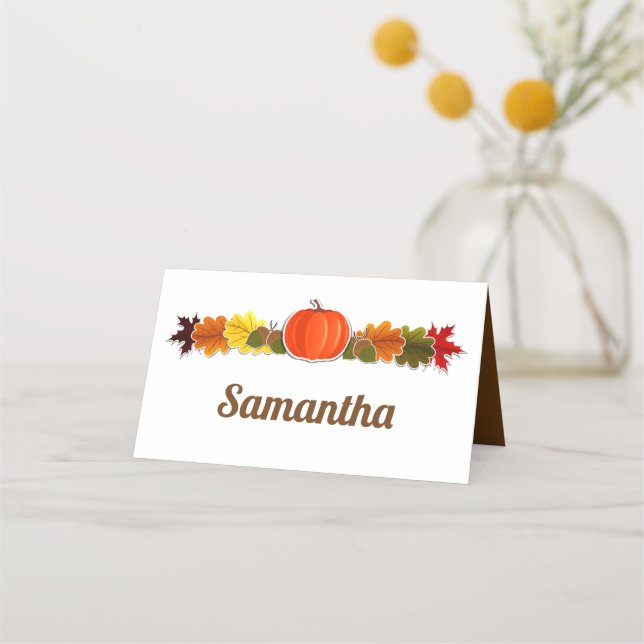 Carte De Placement Citrouille, glands et feuilles d'automne Thanksgiv (Devant)