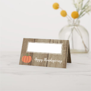 Carte De Placement Citrouille rustique Bon thanksgiving de chute de b