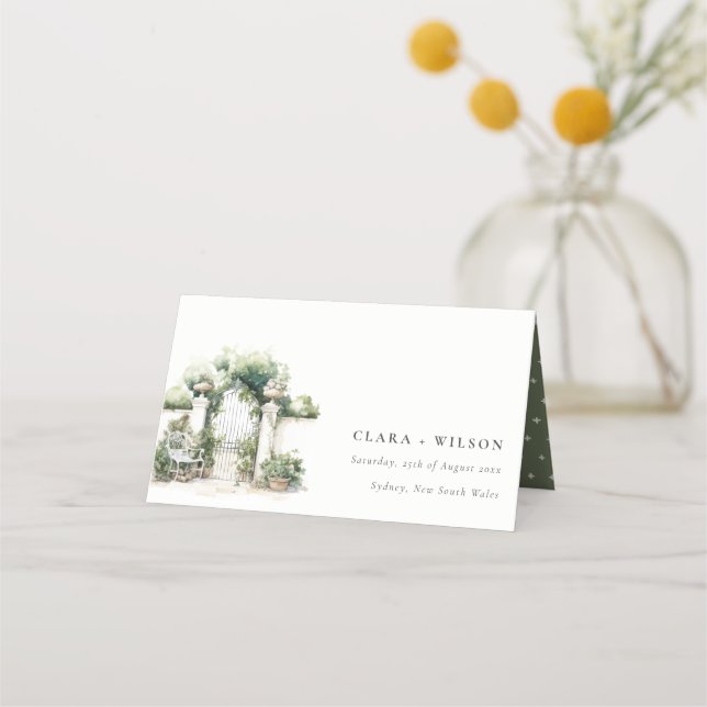 Carte De Placement Classé Français Jardin Paysage Mariage d'aquarelle (Devant)