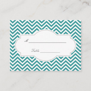 Carte De Placement Classé Turquoise Chevron Stripes Mariage Place Car