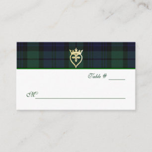 Carte De Placement Classic Black Watch Plaid Mariage Place Card