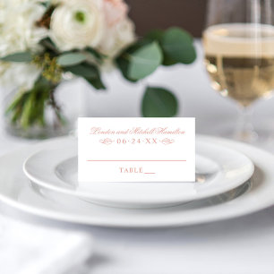 Carte De Placement Classic Elegant Rose Gold Wedding Monogram