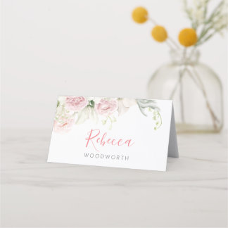 Carte De Placement Classic rose et blanc Floral carte, mariage
