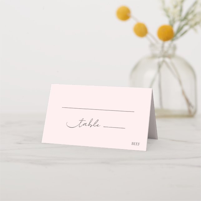Carte De Placement Classique Elegant Blush Pink Chic Mariage (Devant)