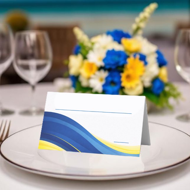 Carte De Placement Cobalt Blue and Yellow Wedding (Cobalt Blue and Yellow Wedding Place Card)