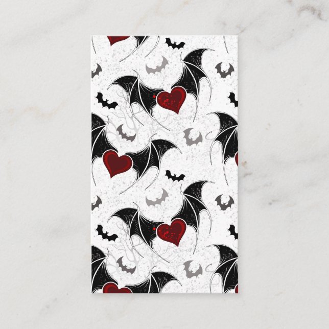 Carte De Placement Coeur d'Halloween avec ailes de chauve-souris noir (Devant)