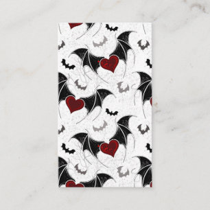 Carte De Placement Coeur d'Halloween avec ailes de chauve-souris noir