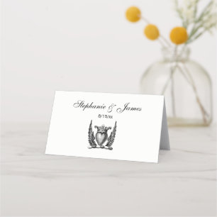 Carte De Placement Coeur héraldique avec ailes Armoiries Crest