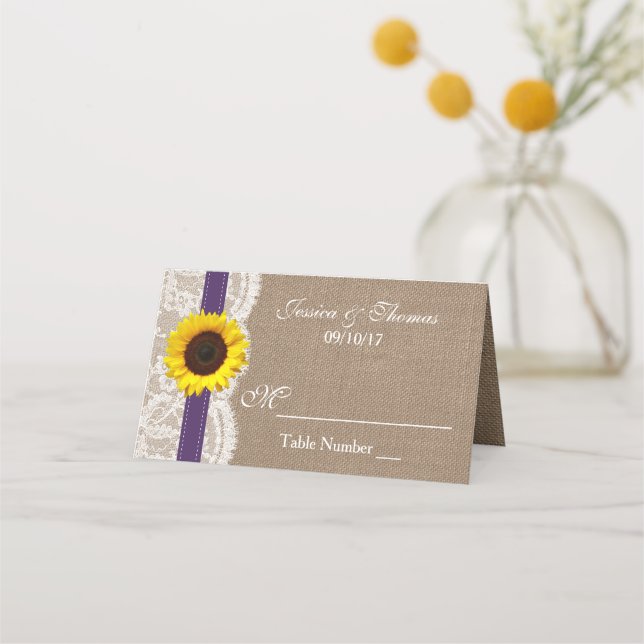 Carte De Placement Collection de Mariages de tournesol rustique - vio (Devant)