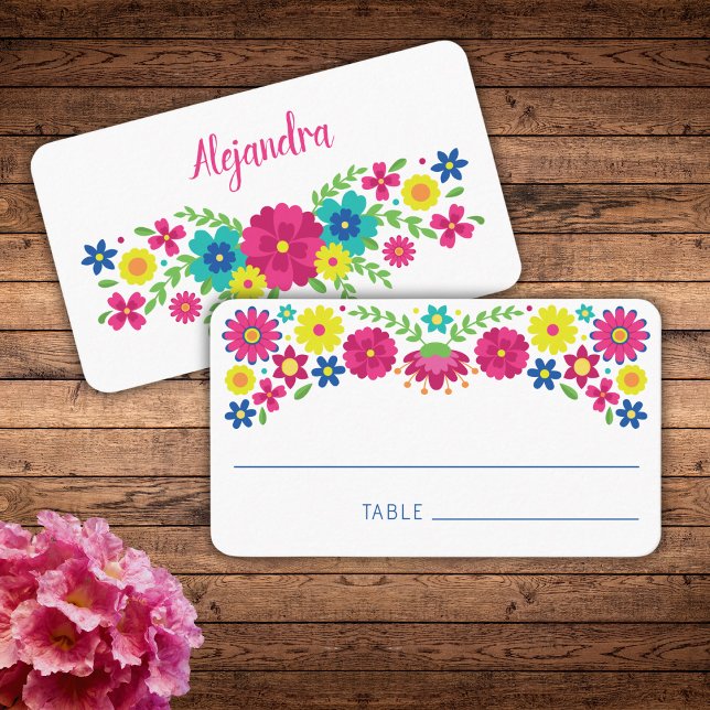 Carte De Placement Coloré Quinceañera Fleurs mexicaines (Créateur téléchargé)