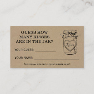 Carte De Placement Combien de baisers Fête des mariées Rustic Game Ca
