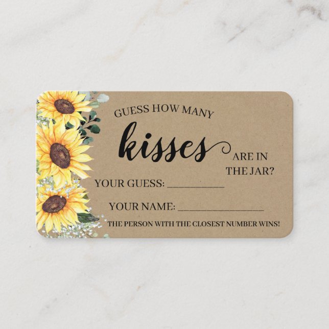 Carte De Placement Combien de baisers Fête des mariées Sunflower cart (Devant)