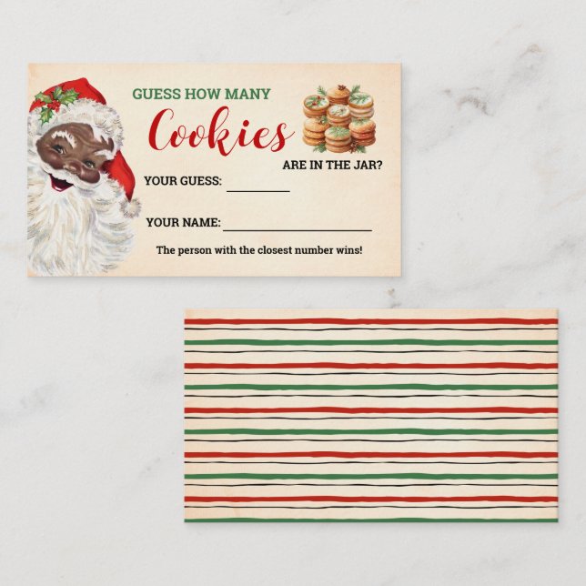 Carte De Placement Combien de cookies Père Noël Christmas Game Card (Devant / Derrière)