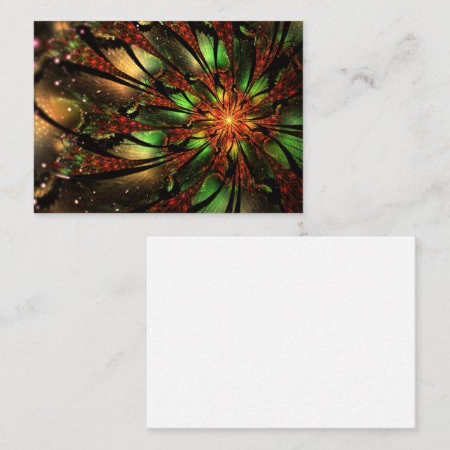 Carte De Placement Conception Abstraite des fleurs fractales. (Devant / Derrière)