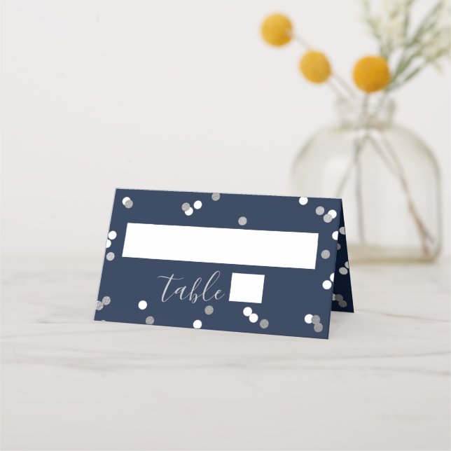 Carte De Placement Confettis Mariage Feuille d'Argent (Devant)