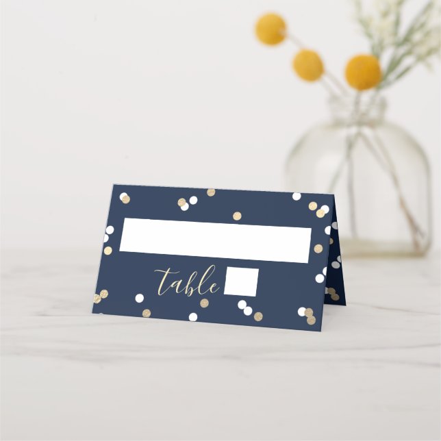 Carte De Placement Confettis Mariage Feuille D'Or (Devant)