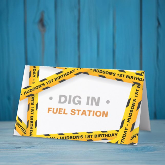 Carte De Placement Construction Anniversaire Coureur de table - Dépou (Personalized Label)