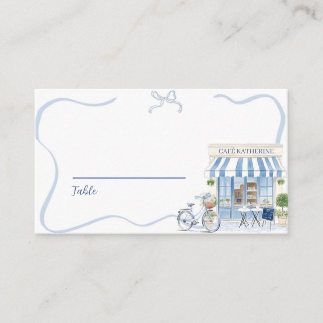 Carte De Placement Coquette Café Parisien Français (Devant)