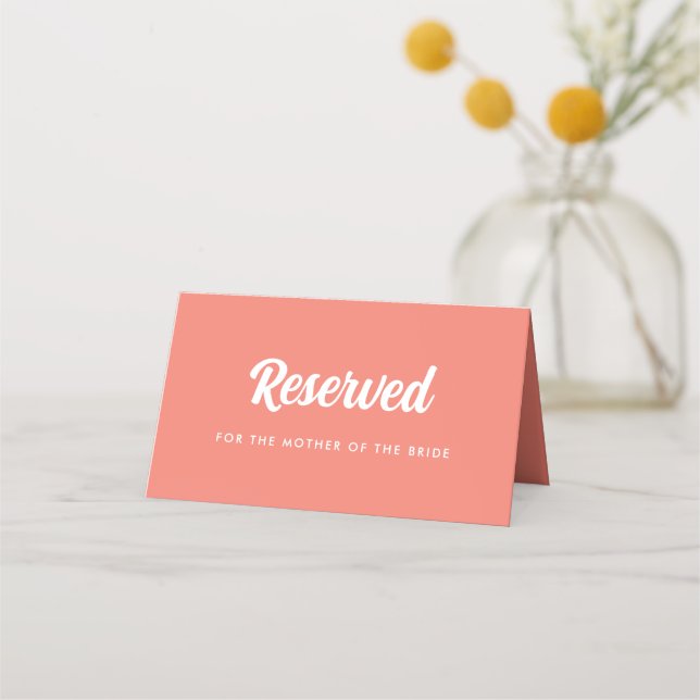 Carte De Placement Coral rose minimaliste Mariage Réservé (Devant)