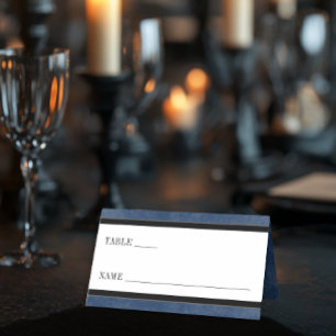 Carte De Placement Corbeau noir gothique et Rose noir Mariage bleu