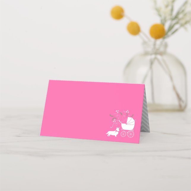 Carte De Placement Corgi Chien Baby shower Chien Chien Gris Gris Gall (Devant)