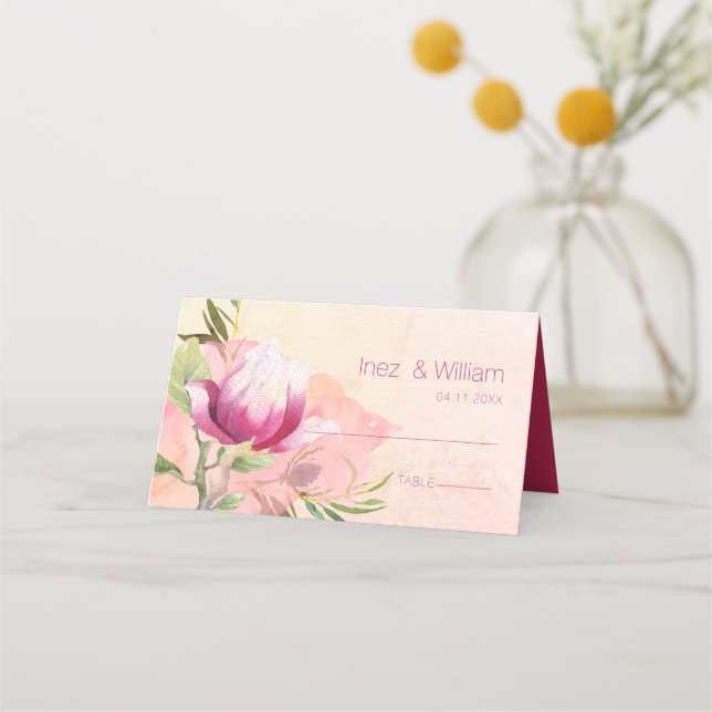 Carte De Placement Coucher de soleil Boho Pink Magnolia (Devant)