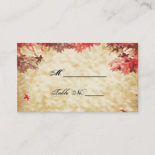 Carte De Placement Couleurs d'automne : Burgundy et Rouge Mariage Car (Devant)