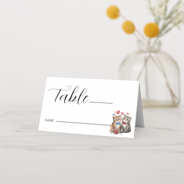 Carte De Placement Couple de chats amoureux (Devant)