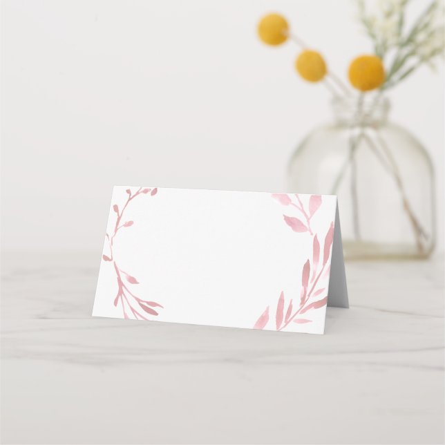 Carte De Placement couronne d'aquarelle rose poussiéreuse (Devant)