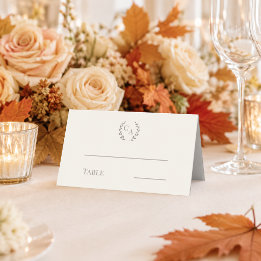 Carte De Placement Couronne de mariage ivoire crème taupe monogrammée