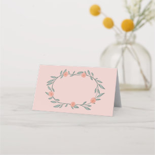 Carte De Placement Couronne de vignes fleuries Élégance chic rose ver