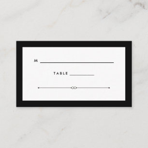 Carte De Placement Couture élégante Escort Mariage noir et blanc