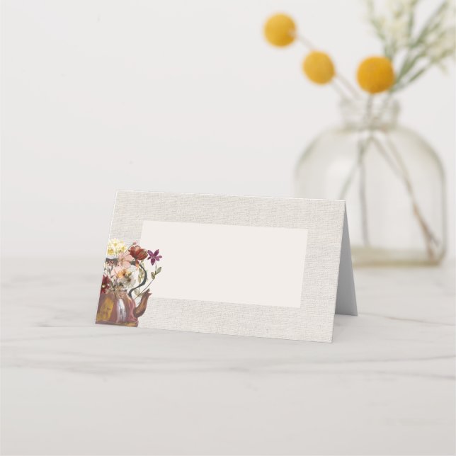 Carte De Placement Couverture de douche de fête de thé floral aquarel (Devant)