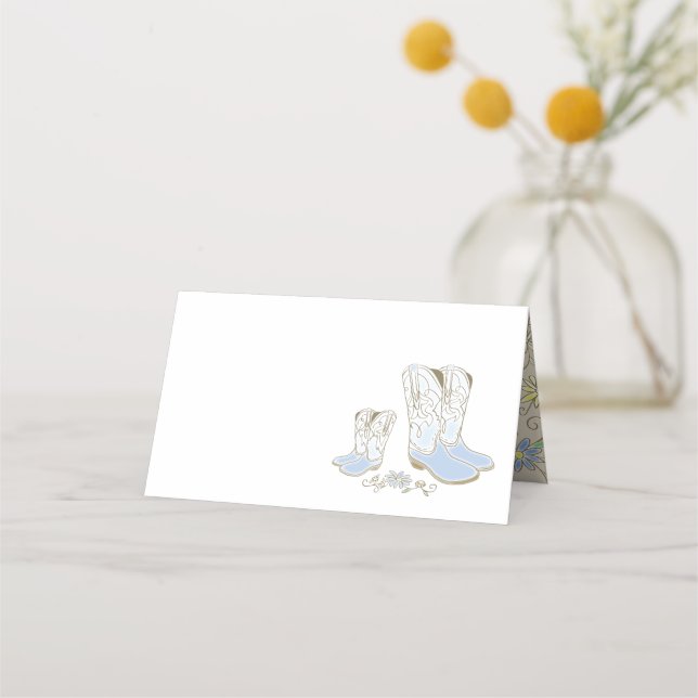 Carte De Placement Cowboy Baby shower Pays Western Blue Boy (Devant)