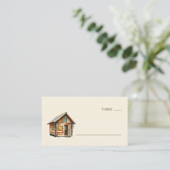 Carte De Placement Cozy Rustic Log Cabin Illustration (Debout devant)