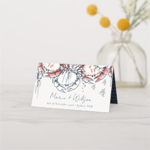 Carte De Placement Crabe sous-marin de la Marine Rouge Corail Mariage