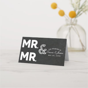 Carte De Placement Craie de tableau noir MR & MR Mariage gay Panneau