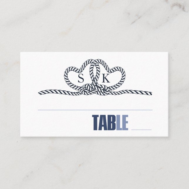 Carte De Placement Cravate Le Mariage de noeud Table bleue ID678 (Devant)