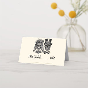 Carte De Placement Cream Black & Gold Vintage Skeleton Mariage