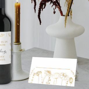 Carte De Placement Croquis Fleur sauvage d'or Simple Floral