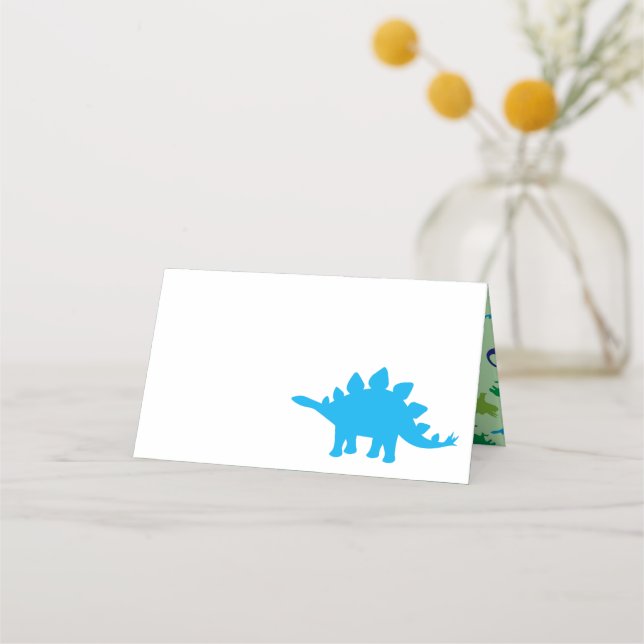 Carte De Placement Cute Dinosaur Baby shower Dino Blue et Green Boy (Devant)